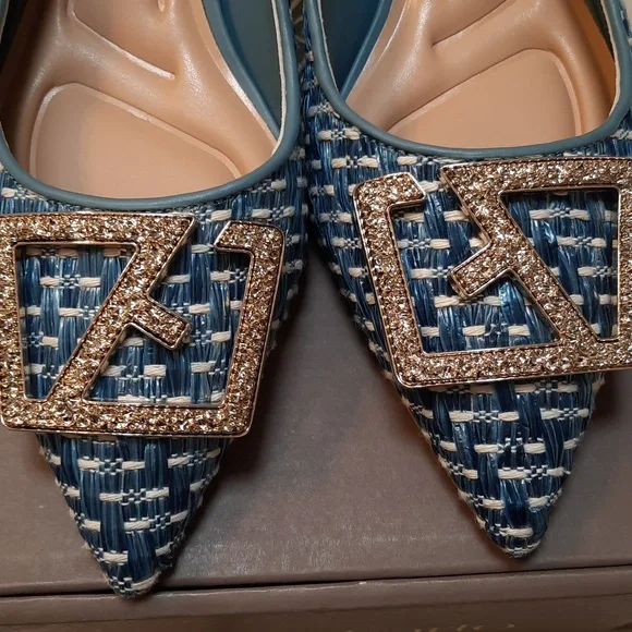 Franco Sarto Textured Blue Slingback Heels Sz 6.5 - Picture 7 of 9